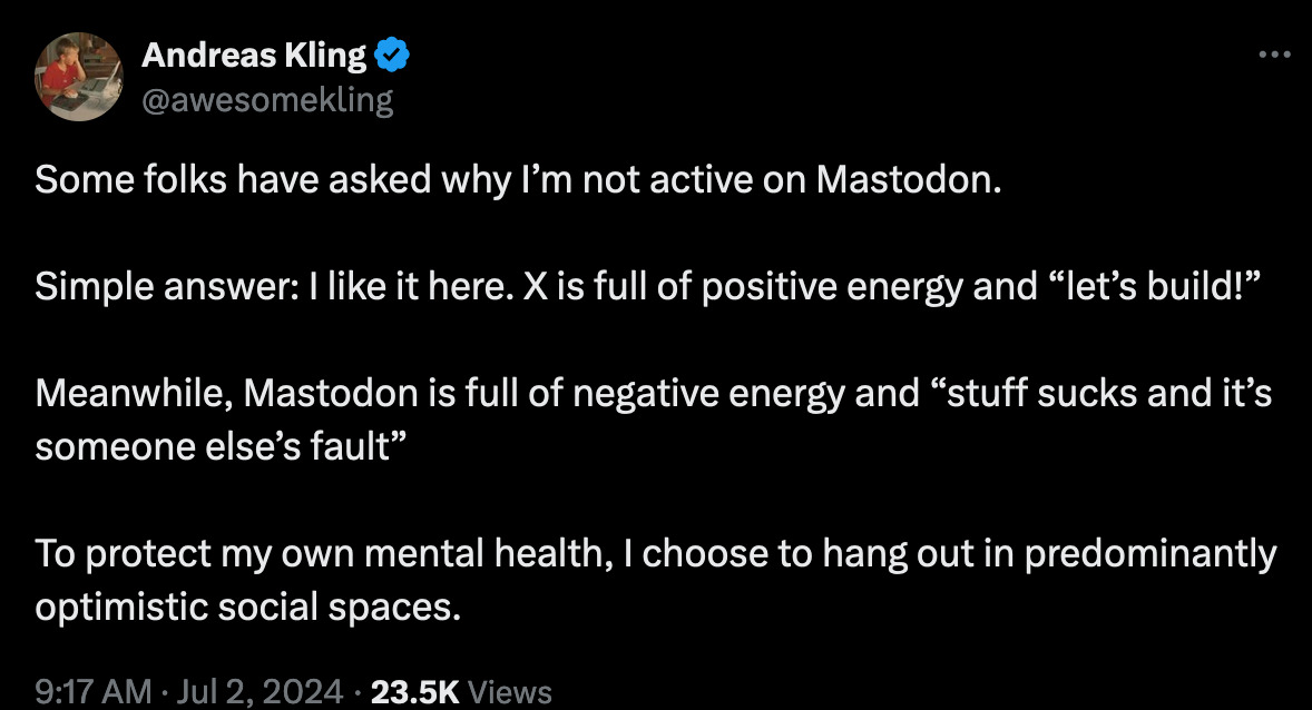 Andreas Kling on why he isnt present/active on Mastodon